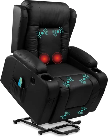 Products PU Leather Electric Power Lift Chair, Recliner Massage Chair, Adjustable Furniture for Back, Legs w/ 3 Positions